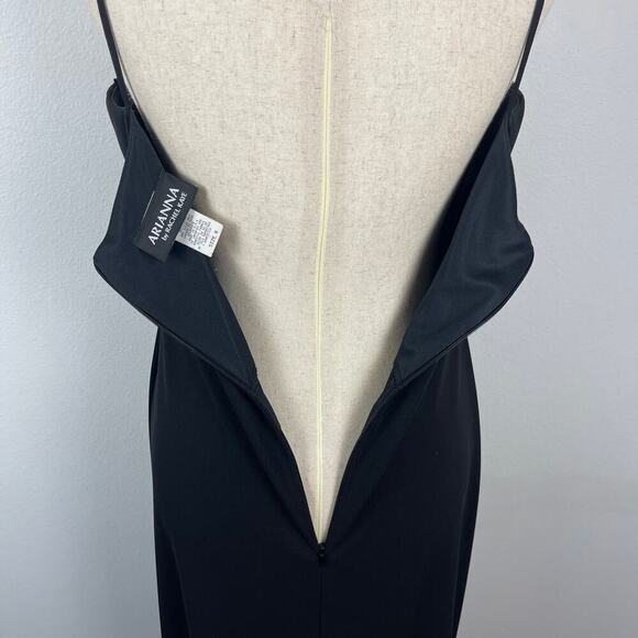 Vintage Y2K Black Silver Glitter Floral Thin Strap Maxi Pencil Dress Size 8 Prom - Picture 10 of 15